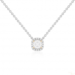 CUSHION NECKLACE YELLOW GOLD-PLATED PRONGS