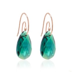 Silver earrings Emerald Shimmer, Goldplated