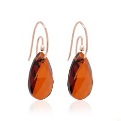 Silver earrings Smoky Amber, Goldplated