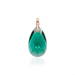 Silver pendant Emerald Shimmer, Goldplated